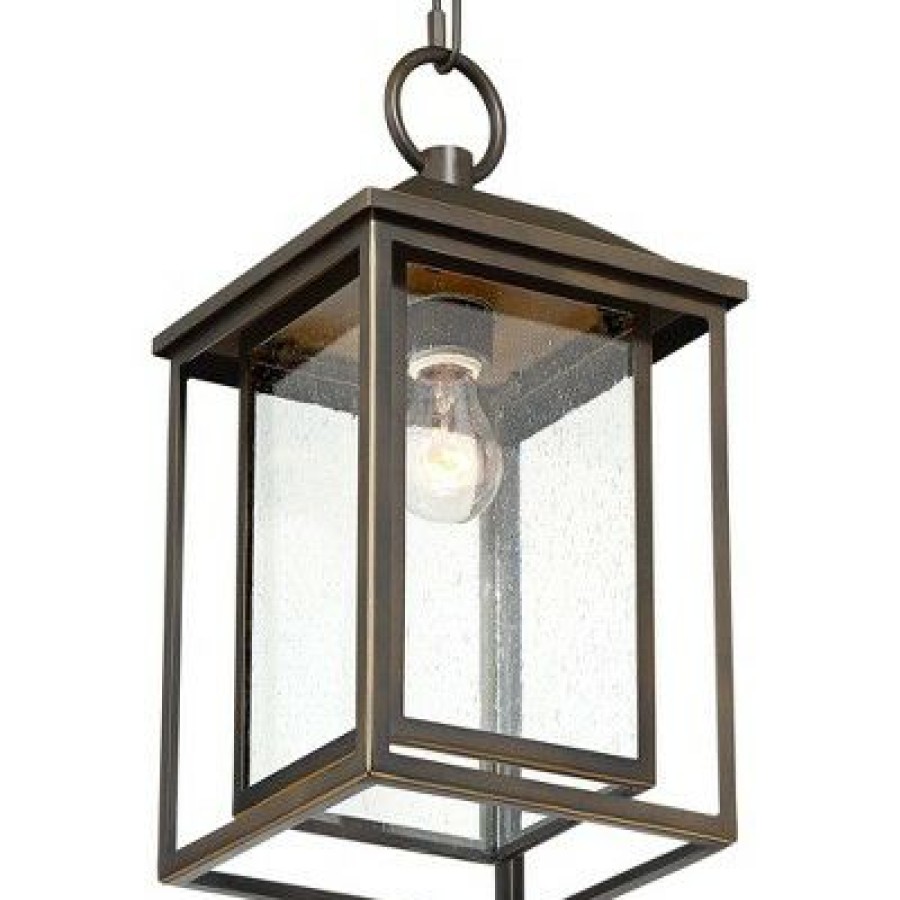 * | Promo Franklin Iron Works Mission Outdoor Ceiling Light Hanging Bronze 16 3/4 Textured Glass Lantern For Exterior House Porch Patio