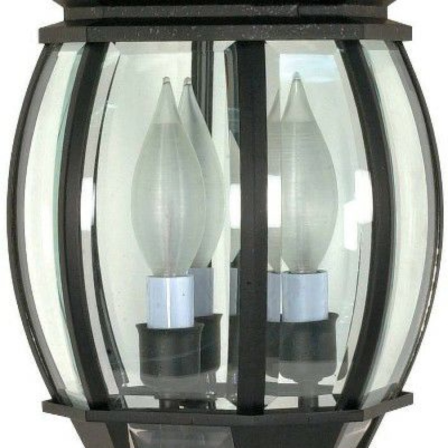 * | Deals 3 Light Outdoor Textured Post Lantern Black Aurora Lighting