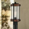 * | Deals John Timberland Rustic Industrial Outdoor Post Light Fixture Black Dark Wood Finish 13 3/4 Clear Glass Shade Exterior House Porch