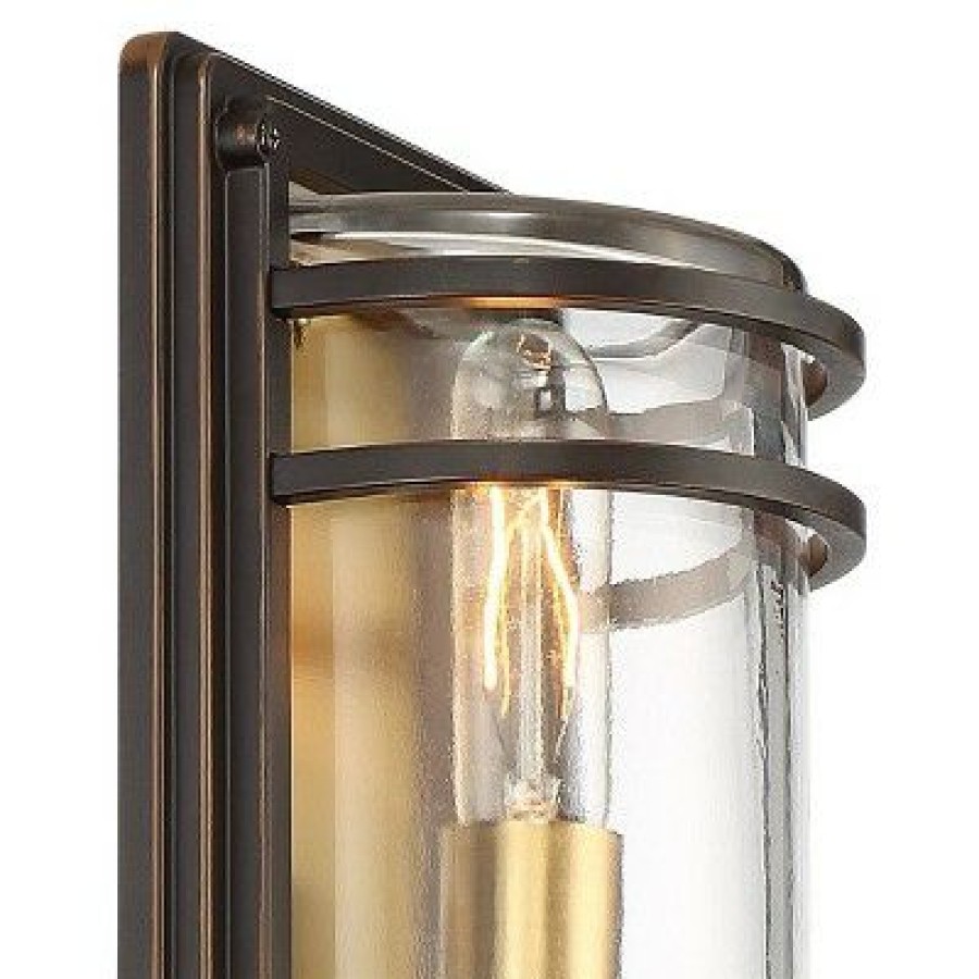 * | Best Pirce John Timberland Modern Outdoor Wall Sconce Fixture Bronze And Warm Brass 16 Clear Glass For Exterior House Porch Patio Deck