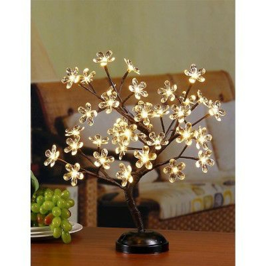 * | Coupon Lightshare 18 36 Led Crystal Clear Acrylic Flower Bonsai With Green Leaf And Battery Powered Warm White Lights