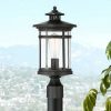 * | Outlet Franklin Iron Works Modern Outdoor Post Light Matte Black 16 1/4 Clear Seedy Glass Exterior House Porch Patio Outside Deck Garage