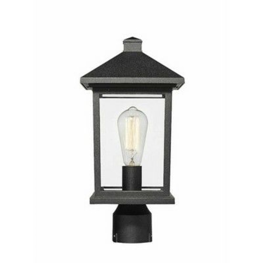 * | Budget 1 Light Outdoor Post Mount Pendant Black Aurora Lighting