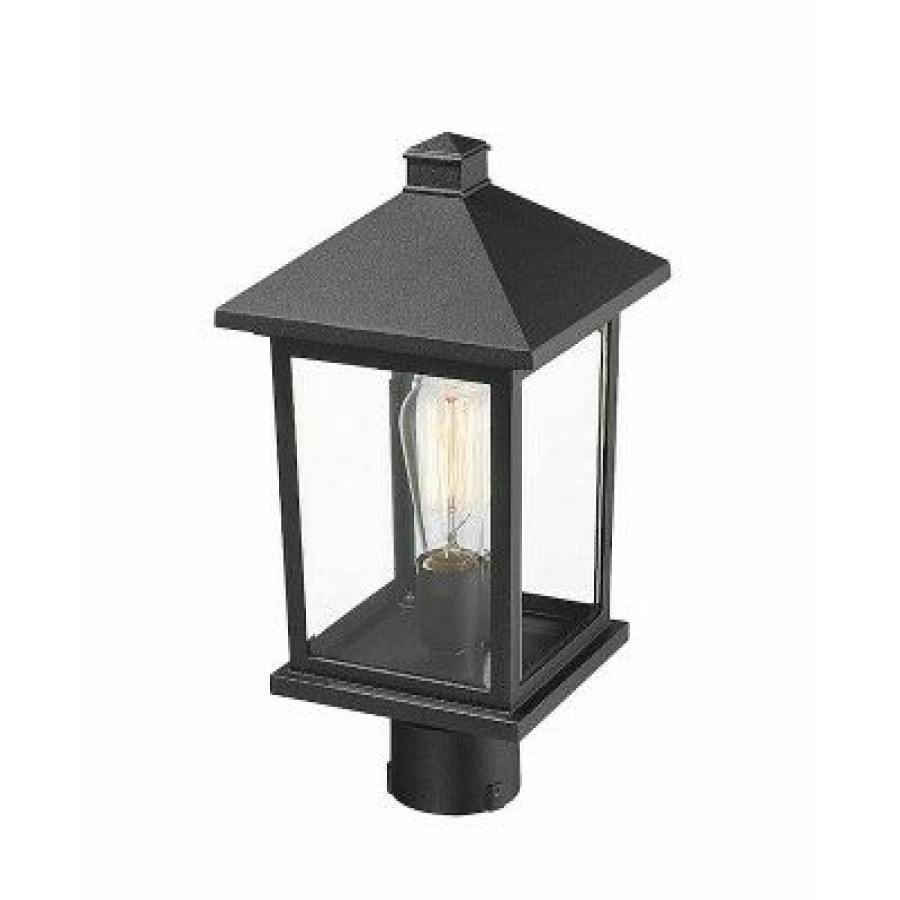 * | Budget 1 Light Outdoor Post Mount Pendant Black Aurora Lighting