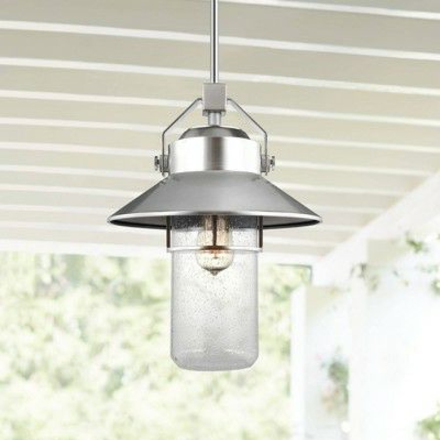 * | Outlet Feiss Boynton 15 1/2 H Brushed Steel Outdoor Hanging Light