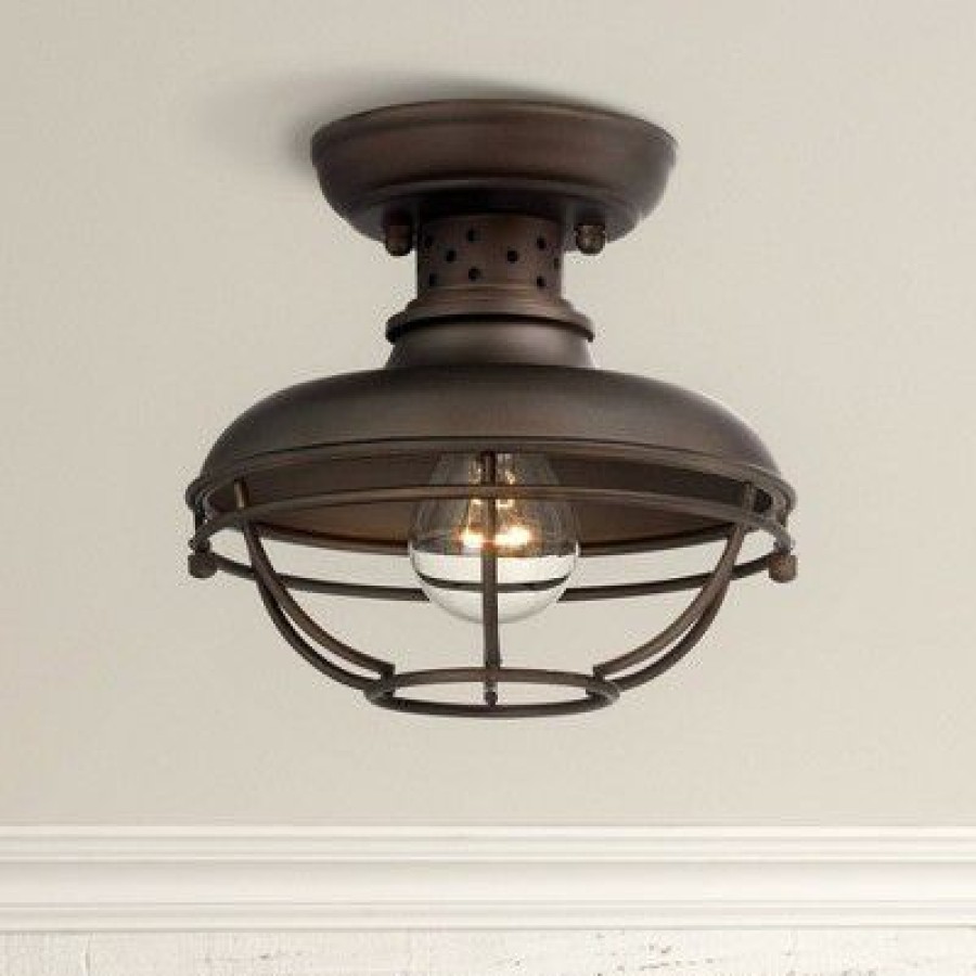 * | Wholesale Franklin Iron Works Rustic Outdoor Ceiling Light Fixture Bronze 8 1/2 Caged For Exterior Entryway Porch