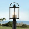 * | Coupon John Timberland Modern Outdoor Post Light Fixture Black Warm Brass Metal 15 3/4 Clear Glass Exterior House Porch Patio Outside