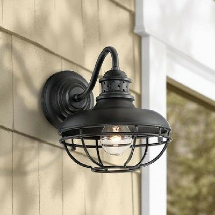 * | Best Deal Franklin Iron Works Farmhouse Vintage Outdoor Barn Light Fixture Black 9 Open Metal Cage For Exterior House Porch Patio Outside