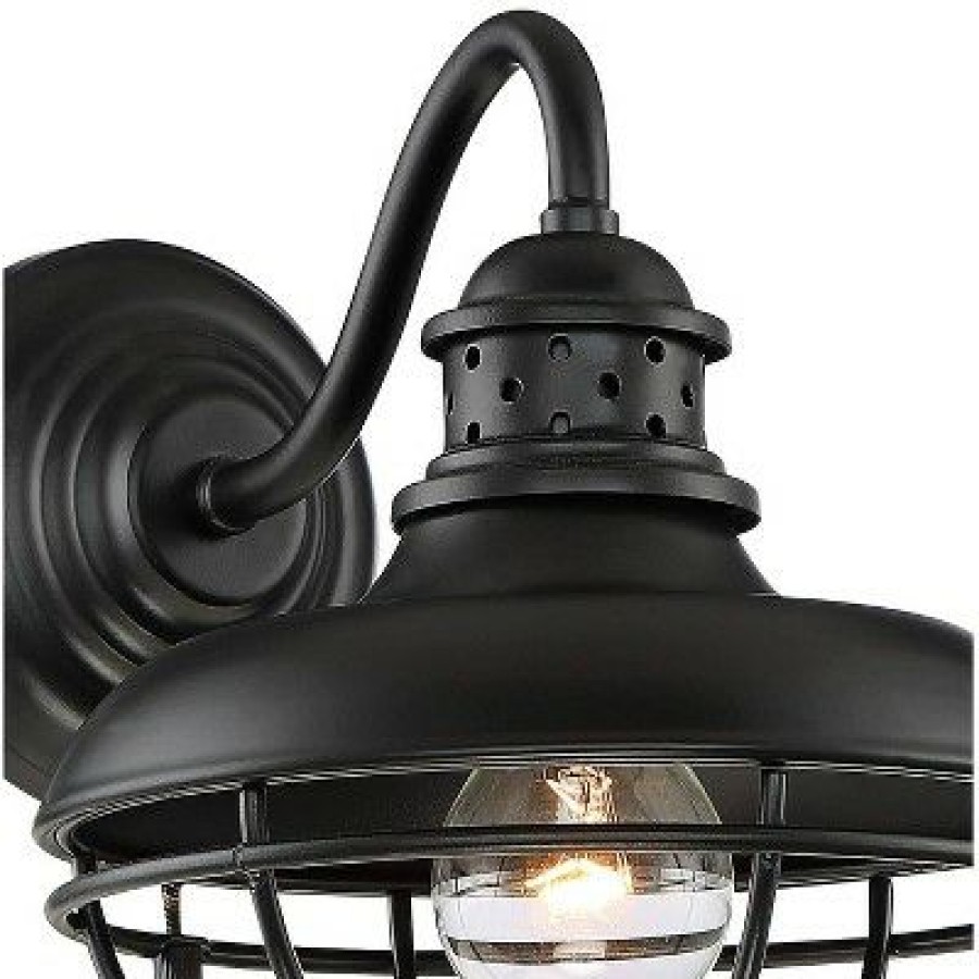 * | Best Deal Franklin Iron Works Farmhouse Vintage Outdoor Barn Light Fixture Black 9 Open Metal Cage For Exterior House Porch Patio Outside