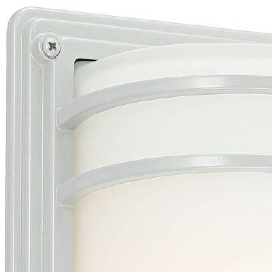 * | Brand New John Timberland Modern Industrial Outdoor Wall Sconce Fixture Silver 11 Opal Etched Glass For Exterior House Porch Patio Deck