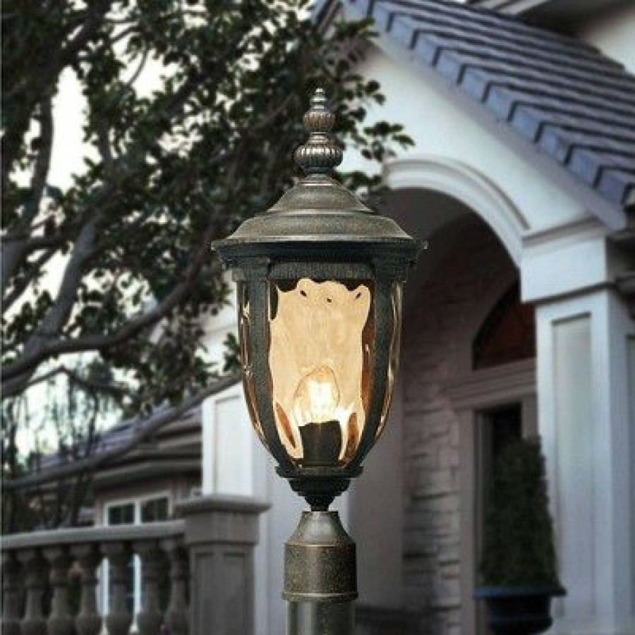 * | Brand New John Timberland Modern Outdoor Post Light With Pole Veranda Bronze 103 Champagne Glass For Exterior Garden Yard