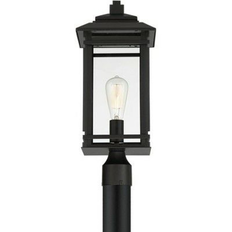 * | Budget John Timberland Mission Outdoor Post Light Fixture Matte Black Metal 19 1/2 Clear Glass For Exterior House Porch Patio Deck Home