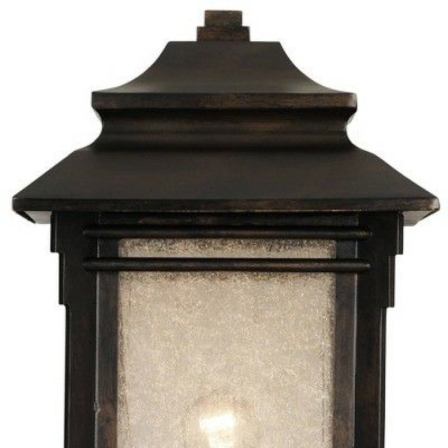 * | Wholesale Franklin Iron Works Rustic Outdoor Post Light Walnut Bronze Vintage 21 1/2 Frosted Cream Glass Lantern For Exterior Garden Yard