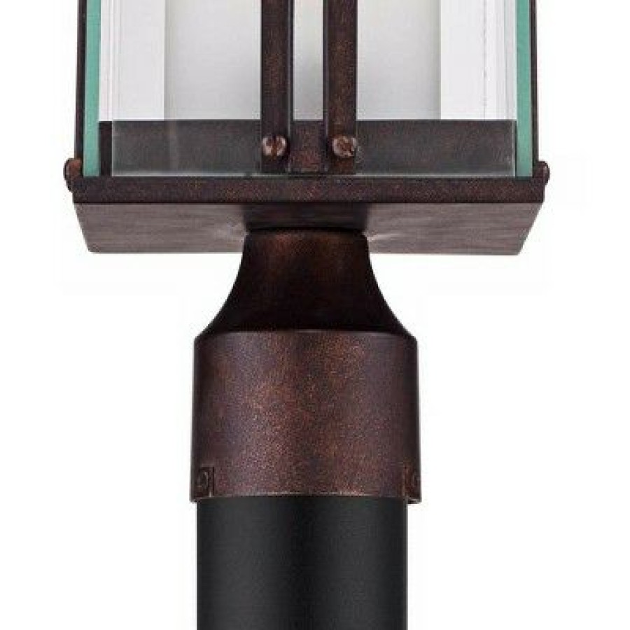 * | Hot Sale Franklin Iron Works Modern Post Light Fixture Bronze 15 3/4 Clear And Frosted Double Glass Lantern For Garden Yard Driveway