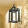 * | Budget Franklin Iron Works Rustic Farmhouse Outdoor Ceiling Light Hanging Black 17 Clear Beveled Glass Exterior House Porch Patio Deck