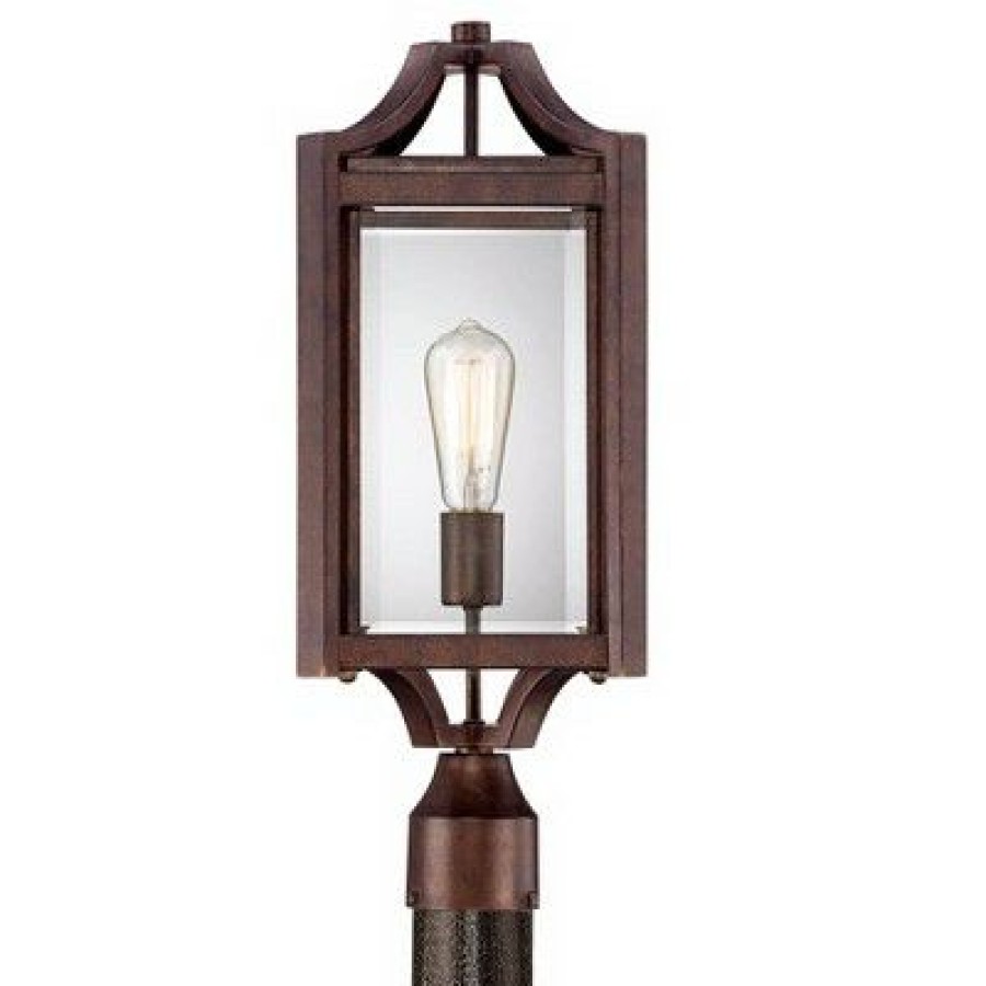 * | Best Sale Franklin Iron Works Rustic Farmhouse Outdoor Post Light Fixture Bronze Iron 20 1/4 Clear Beveled Glass For Exterior Garden Yard