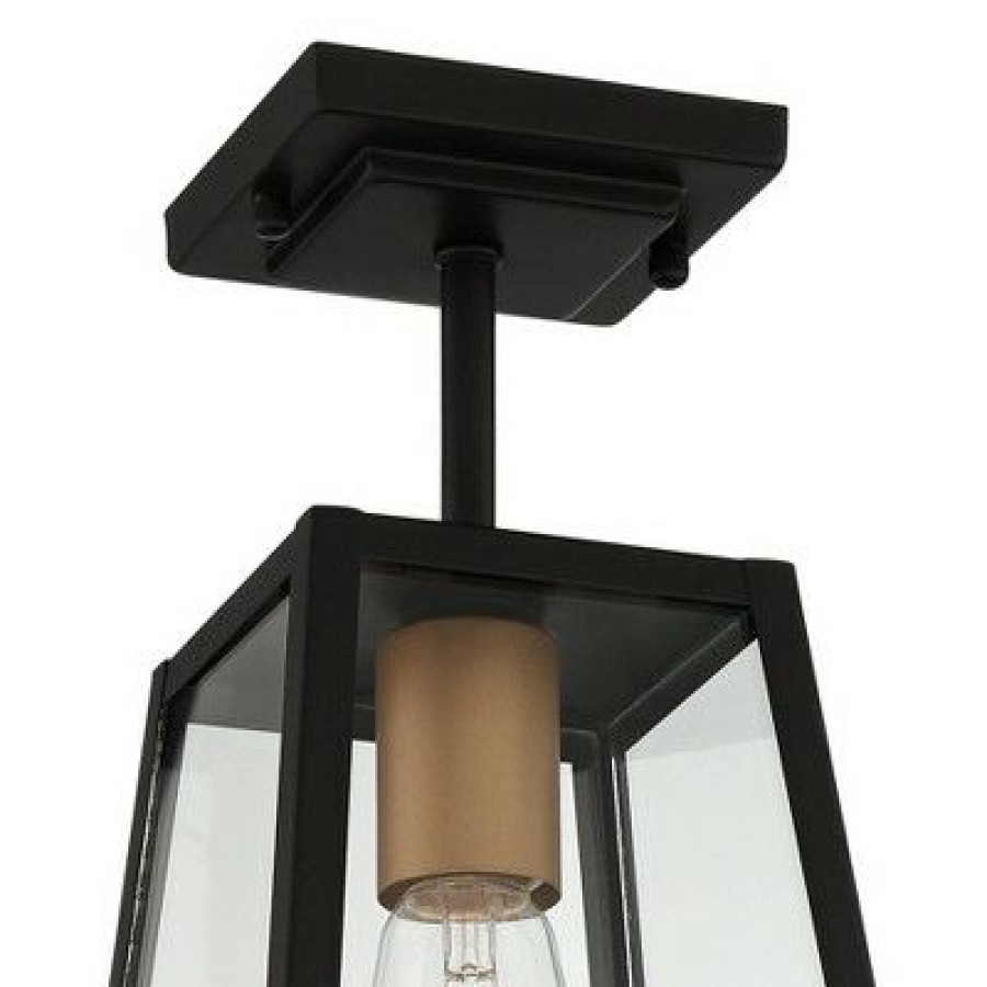 * | Outlet John Timberland Modern Outdoor Ceiling Light Fixture Mystic Black Gold 6 Clear Glass Panels Exterior House Porch Patio Outside