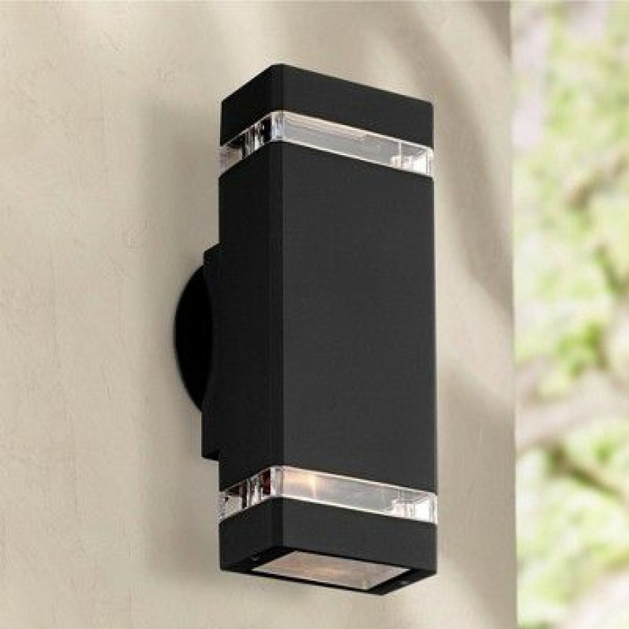 * | Best Pirce Possini Euro Design Modern Outdoor Wall Light Fixture Black 10 1/2 Rectangular Glass Up Down For House Porch Patio