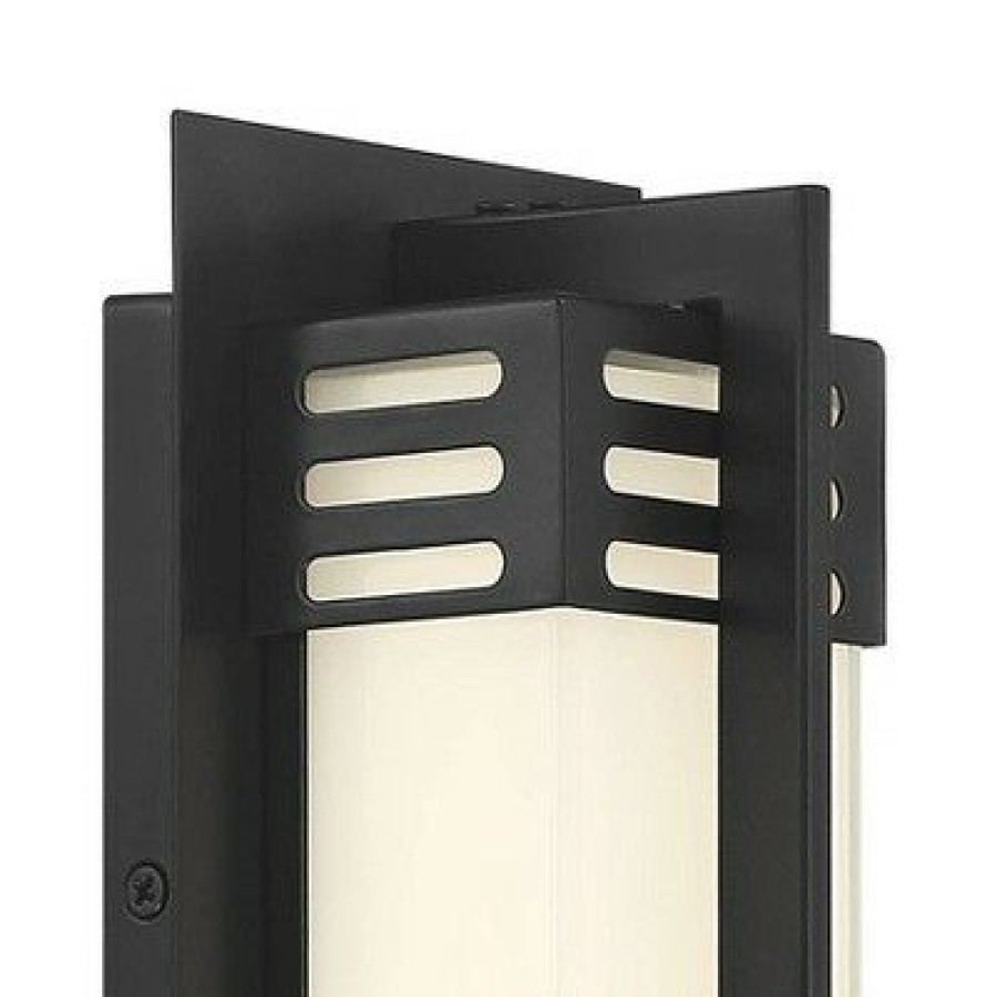 * | Promo Possini Euro Design Modern Outdoor Wall Sconce Fixture Led Bronze 16 White Frosted Glass For Exterior House Porch Patio Deck