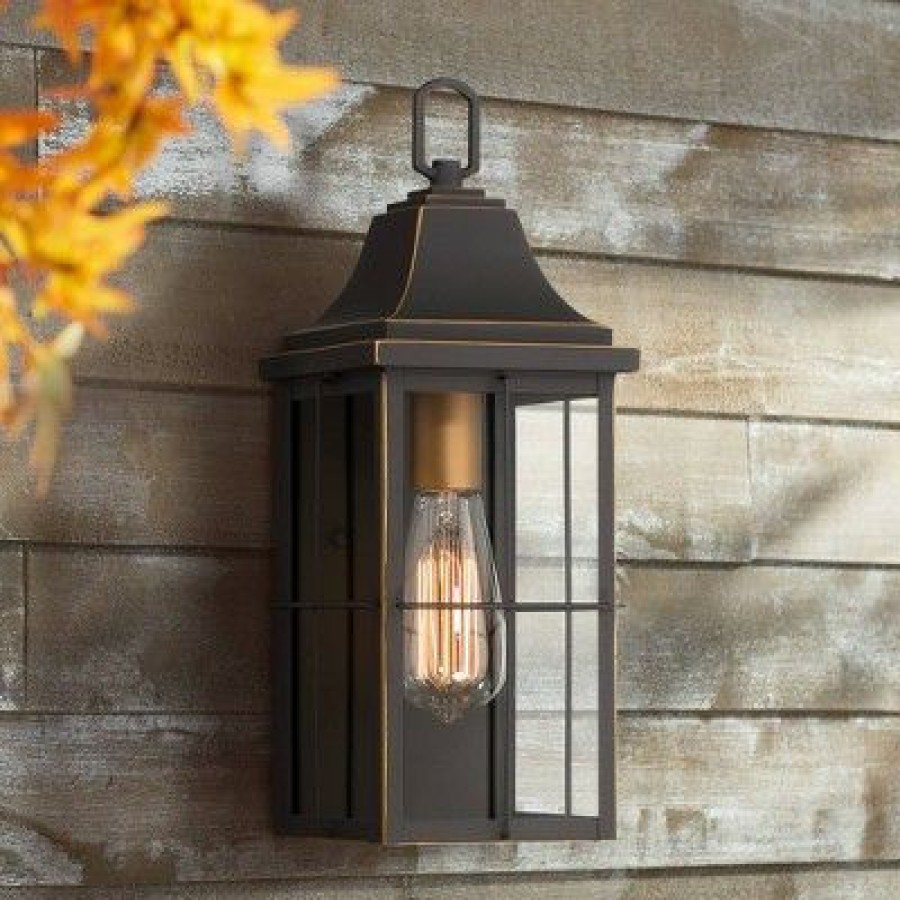 * | Budget John Timberland Rustic Outdoor Wall Light Fixture Black Gold 4-Light 15 Clear Glass For Exterior House Porch Patio Outside Deck