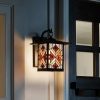 * | Coupon 11.75" Stained Glass 1-Light Tiffany Style Bronze Outdoor Lantern Wall Sconce River Of Goods