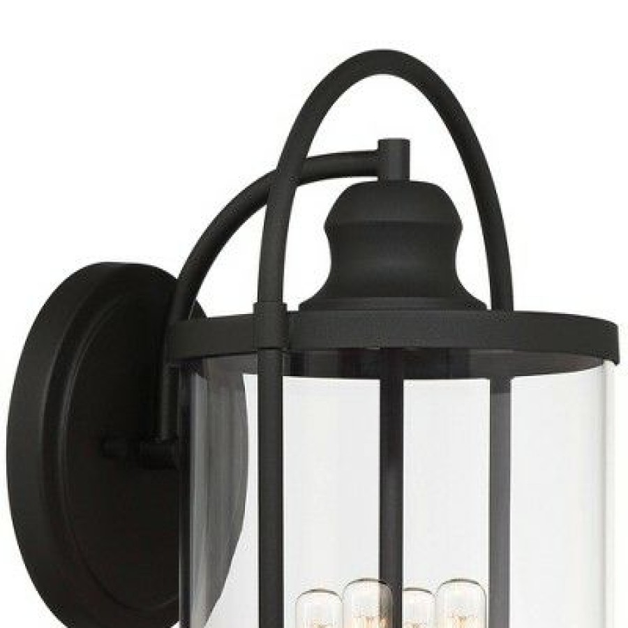 * | Budget John Timberland Modern Outdoor Wall Light Fixture Black 17 Clear Cylindrical Glass For Exterior House Porch Patio Outside Deck