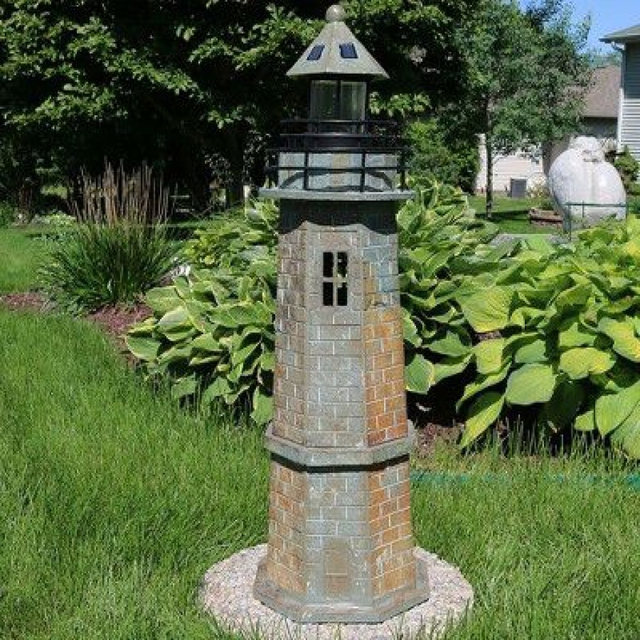 * | New Sunnydaze Decor Sunnydaze Outdoor Backyard Garden Nautical Lighthouse Solar Led Pathlight Statue Figurine 35 Brick