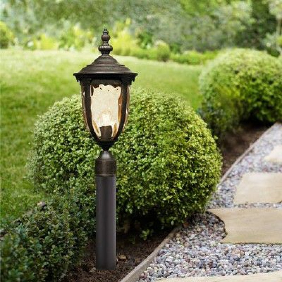 * | Best Sale John Timberland Outdoor Post Light Fixture Led Veranda Bronze 33 Clear Hammered Glass For Exterior House Porch Patio Garden Yard