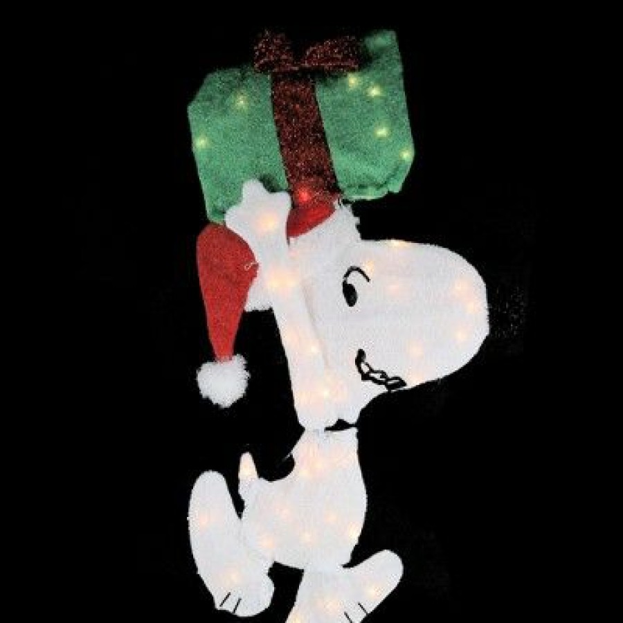 * | Deals Northlight Peanuts Christmas 32 Prelit Snoopy Holding Present Outdoor Decoration Clear Lights