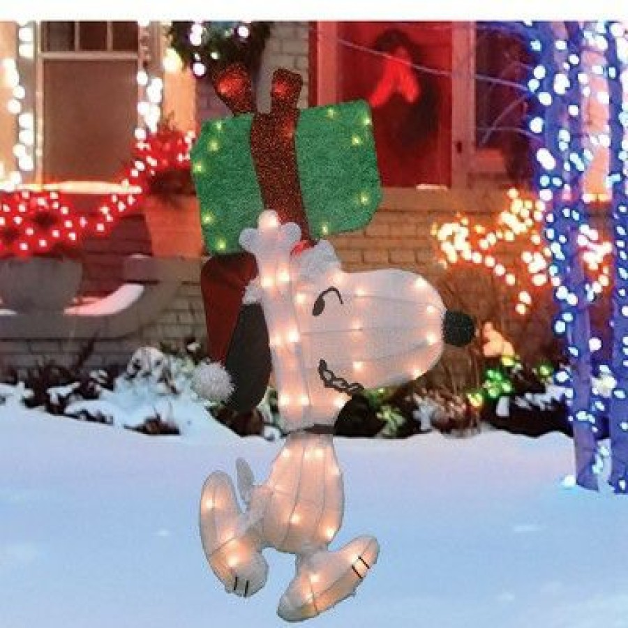 * | Deals Northlight Peanuts Christmas 32 Prelit Snoopy Holding Present Outdoor Decoration Clear Lights