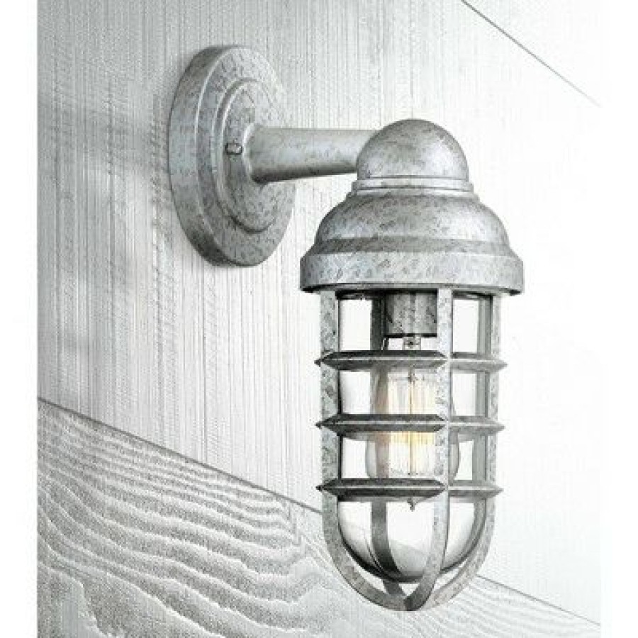 * | Promo John Timberland Farmhouse Outdoor Wall Light Fixture Galvanized Steel 13 1/4 Caged Clear Glass For Barn House Porch Patio