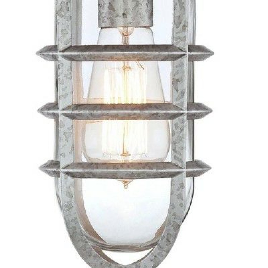 * | Promo John Timberland Farmhouse Outdoor Wall Light Fixture Galvanized Steel 13 1/4 Caged Clear Glass For Barn House Porch Patio