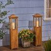 * | Hot Sale 2Pk Claudine 47" Standing Acacia Wood Candle Outdoor Lanterns Teak Christopher Knight Home