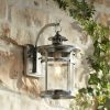 * | Buy Franklin Iron Works Modern Outdoor Wall Light Fixture Chrome Lantern 14 1/2 Clear Seedy Glass For Exterior House Porch Patio