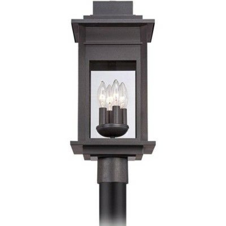 * | Buy Franklin Iron Works Rustic Outdoor Post Light Fixture Led Black Specked Gray 31 1/2 Clear Glass For Exterior Garden Yard Driveway