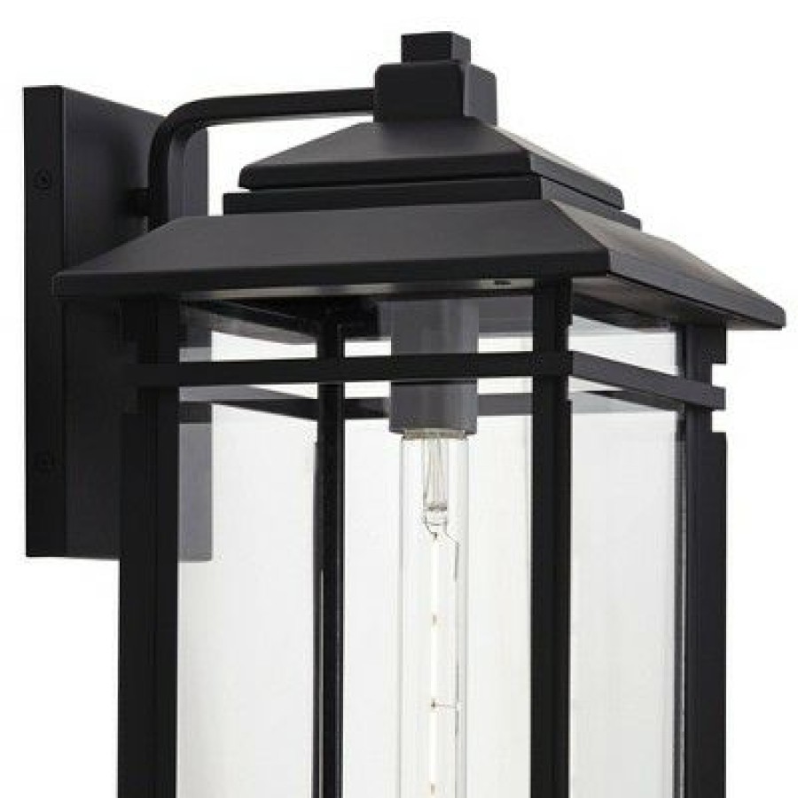 * | Best Reviews Of John Timberland Mission Outdoor Wall Light Fixture Matte Black Metal 19 Clear Glass Shade Exterior House Porch Patio Deck Home