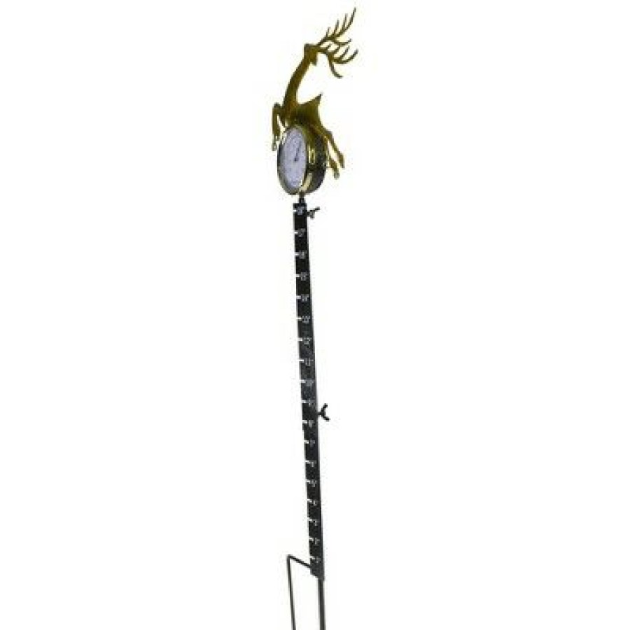 * | Best Deal Northlight 32 Black And Gold Reindeer Snow Measurer And Thermometer Garden Stake