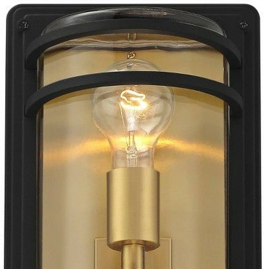 * | Cheap John Timberland Modern Outdoor Wall Light Fixture Black Brass 2-Light Downlight Uplight 16 Clear Glass Exterior House Porch Patio