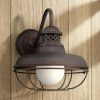 * | Cheapest Franklin Iron Works Farmhouse Outdoor Barn Light Wall Fixture Oiled Bronze Open Cage 16 White Glass Orb Diffuser For Exterior House