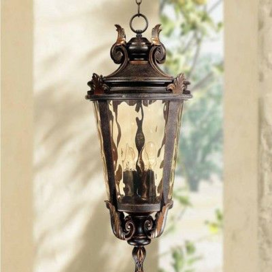 * | Cheapest John Timberland Traditional Outdoor Light Hanging Veranda Bronze Scroll 26 1/4 Champagne Water Glass Damp Rated For Porch Patio