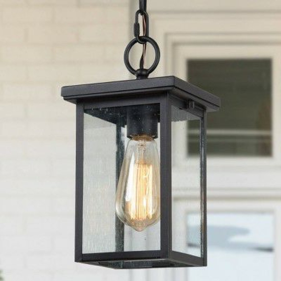 * | Best Pirce Square Glass/Metal Outdoor Pendant Lamp Black Lnc