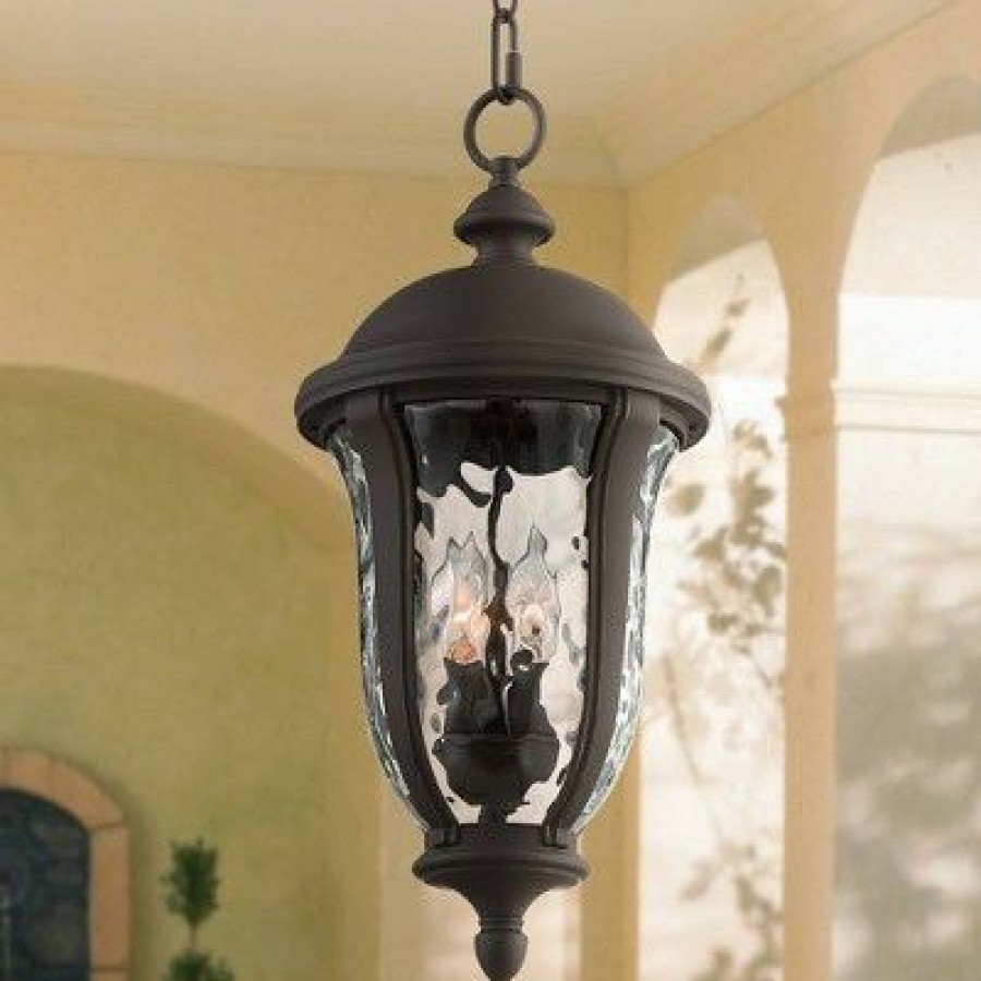 * | Brand New John Timberland Traditional Outdoor Ceiling Light Hanging Bronze 20 Clear Hammered Glass For Exterior House Porch Patio Deck