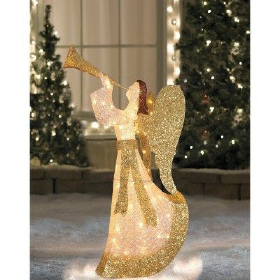 * | Cheap Northlight 44 Cotton Thread Led Lighted Gold And Silver Glitter Angel Outdoor Christmas Decoration