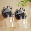 * | Best Deal 2Pk 10" Metal/Glass Outdoor Wall Lamps Black/Silver Lnc