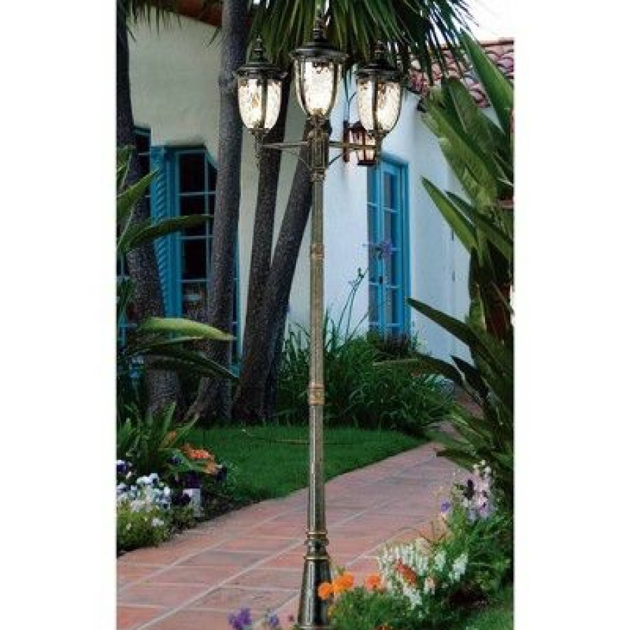 * | Top 10 John Timberland Traditional Outdoor Post Light Street Lantern 3 Light Veranda Bronze 96 Clear Hammered Glass For Exterior Yard